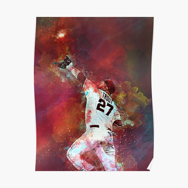 Mike Trout Angels The Catch Mixed Media Poster for Sale by Pixel Drip