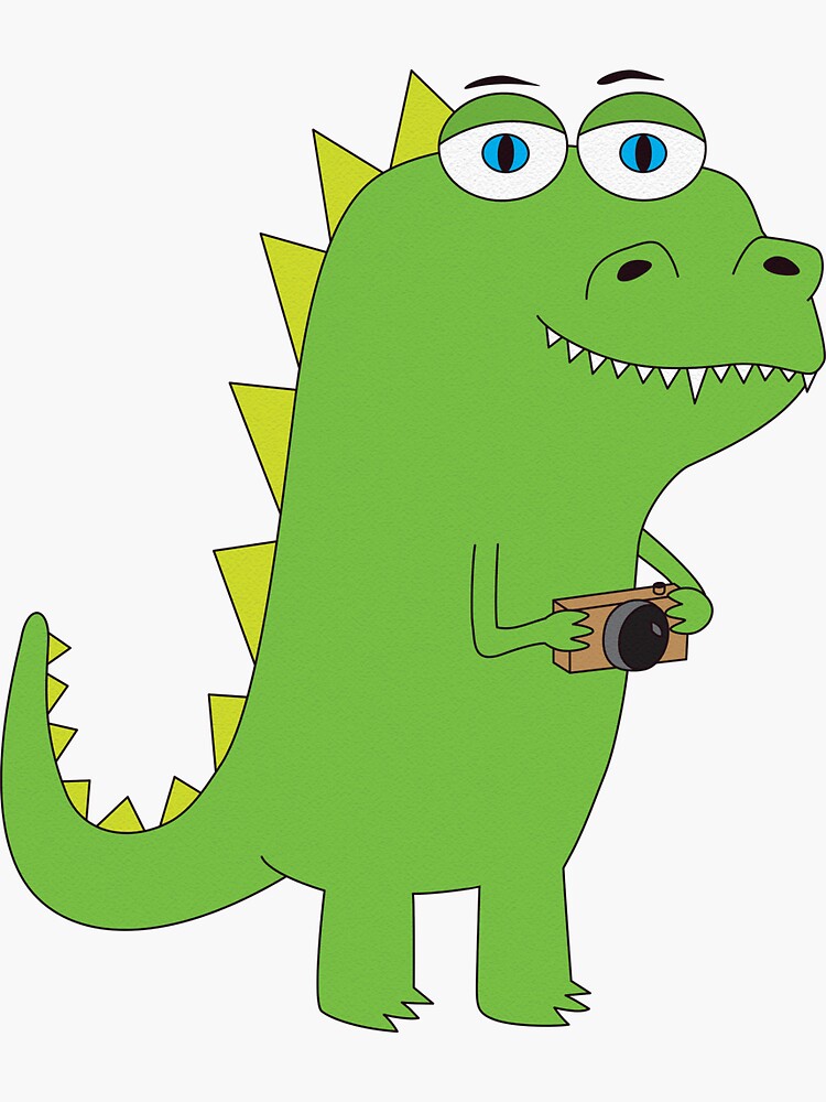 "Dinosaur Photographer is Looking Happy" Sticker by mhovitch Redbubble