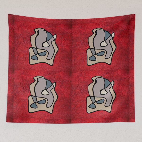 Item preview, Love in abstract lines on a Red background. decorating, interiors designed and sold by jayne0524.