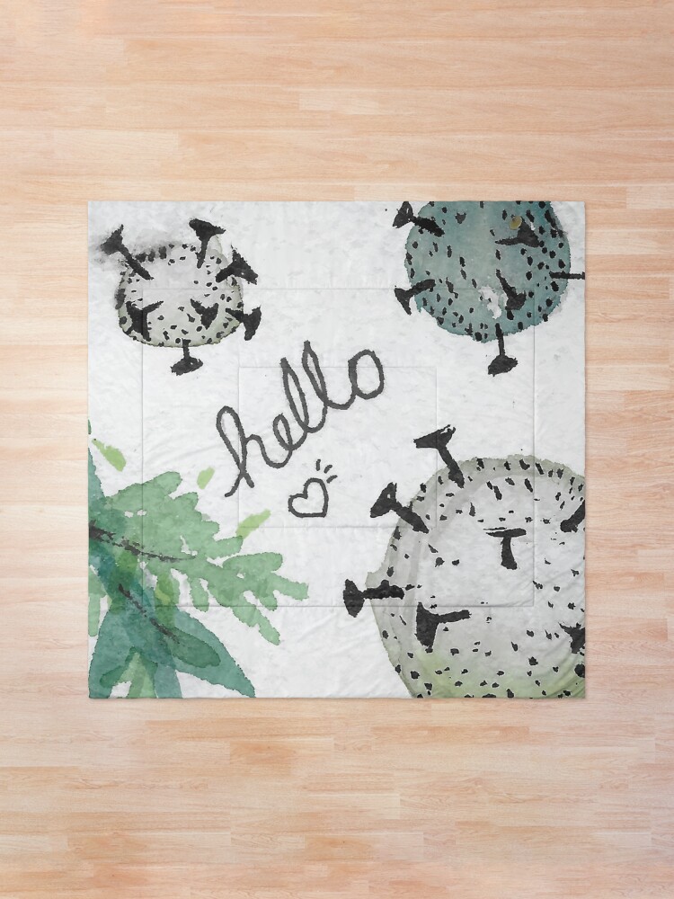 Alternate view of Hello again, covid. Comforter