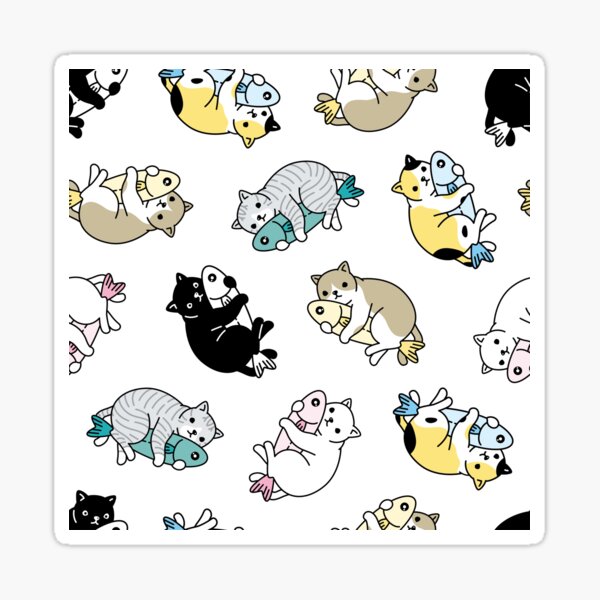Cat kitten fish hug Sticker
