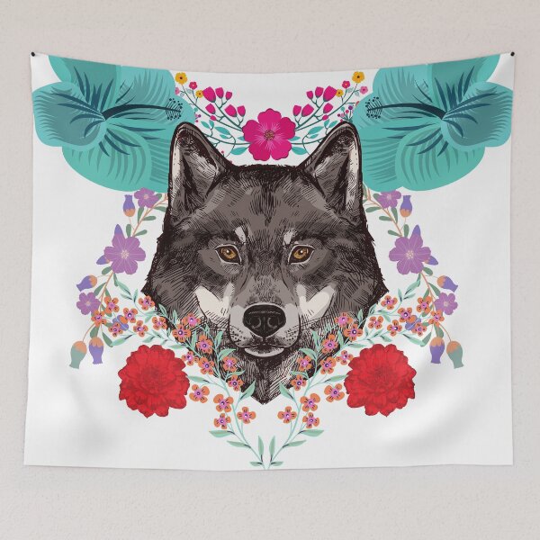Item preview, wolf in flowers designed and sold by tea-punk.