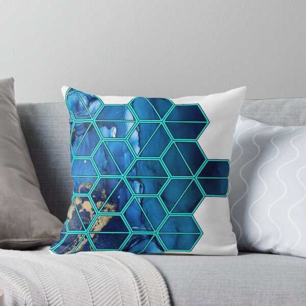 Item preview, Blue and turquoise hexagonal tiles designed and sold by Arkandria.