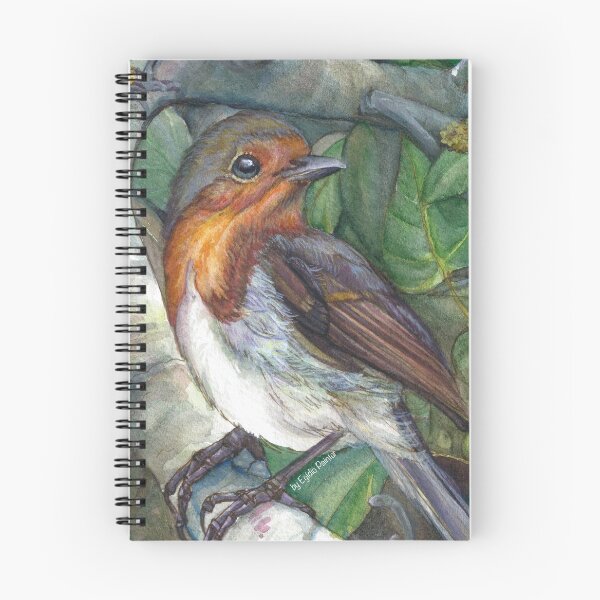 Item preview, Robin redbreast bird on a branch by Egidio Painter Phone Cases & Skin - Pillow - Clock - Notebooks designed and sold by EgidioPainter.