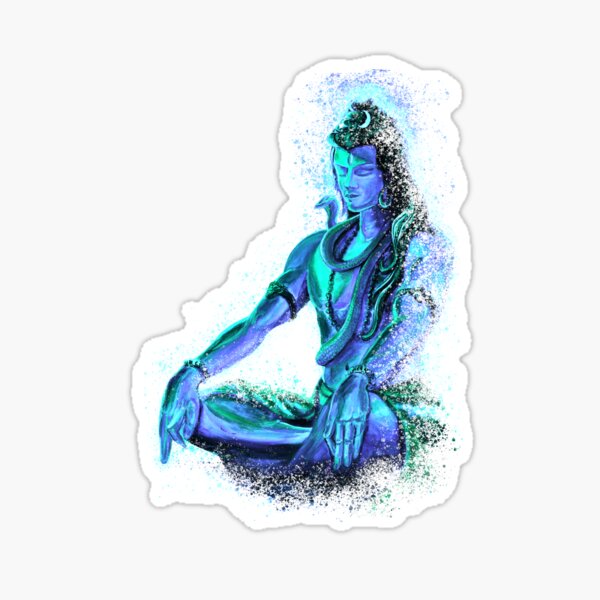 Maha Shiva Eternal Meditation -Vibrant Blue Sticker