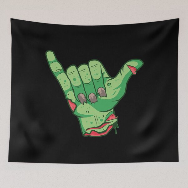Item preview, Shakah Brah Hang Loose Undead Zombie Hand Halloween print designed and sold by tronictees.
