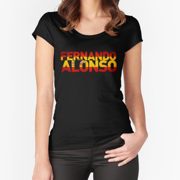 Diseño de bandera y nombre en español para los que apoyan a los conductores de Fórmula 1 en España Camiseta entallada de cuello ancho