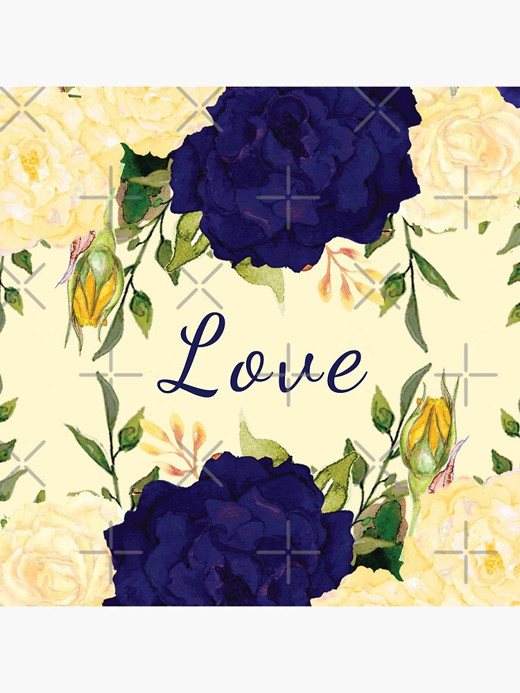 Thumbnail 4 of 4, Pillow, Trendy Love Décor Cream and Blue Floral Pattern Prints designed and sold by GODS4US.