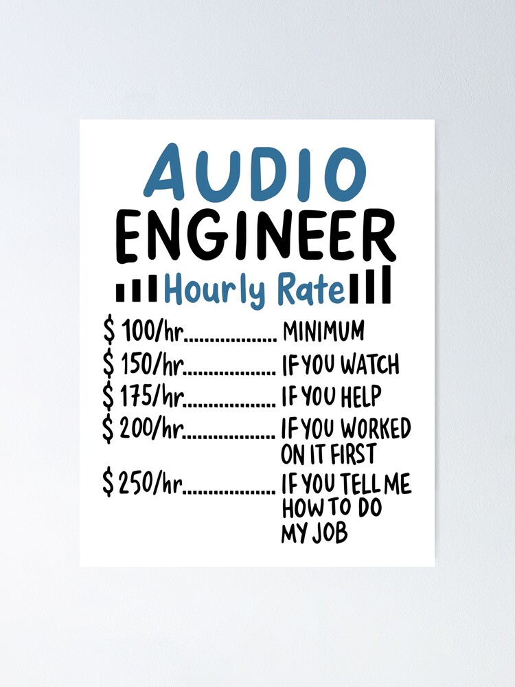 "Audio Engineer Hourly Rate Sound Guy Audiophile" Poster by