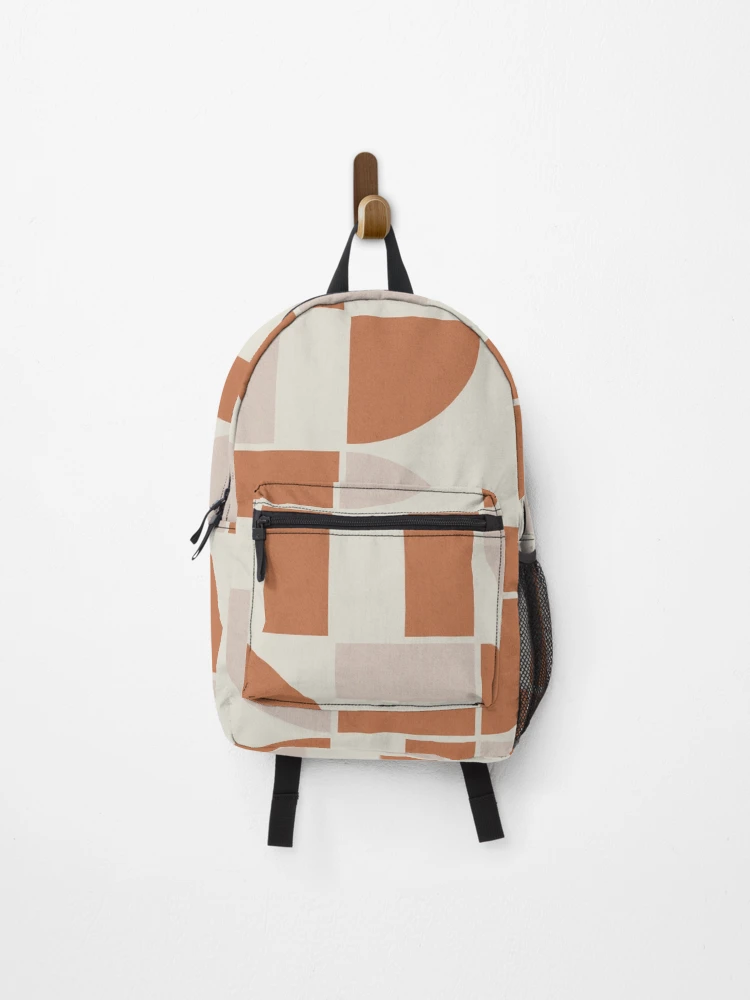 Thumbnail 1 of 3, Backpack, Geometric Abstract Pattern - Terracotta designed and sold by aMano-mapping.