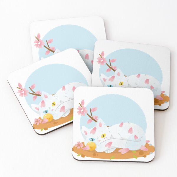 Item preview, White Cat And Sakura Branch designed and sold by zillusionfoxz.