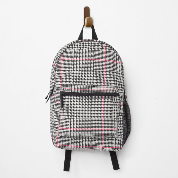 Item preview, Black White Glen Plaid with Red Stripe. Prince of Wales Check. designed and sold by Artefficient.