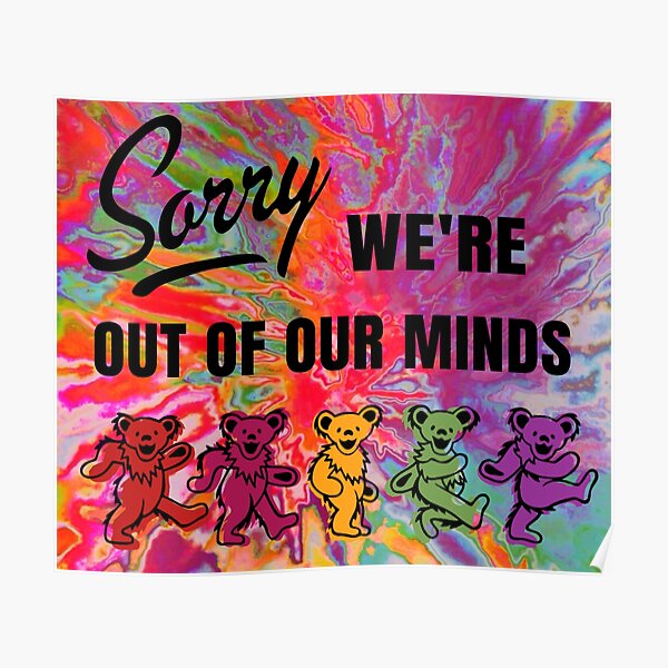 Tie Dye Dancing Bears tapestry Poster