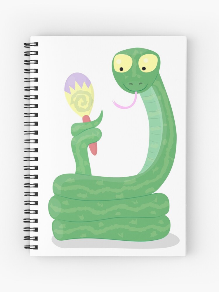 Funny green snake with maraca cartoon