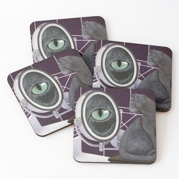 Item preview, Russian Blue Cat Looking in Magnifying Mirror designed and sold by KarenZuk.