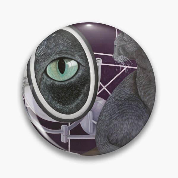 Item preview, Russian Blue Cat Looking in Magnifying Mirror designed and sold by KarenZuk.
