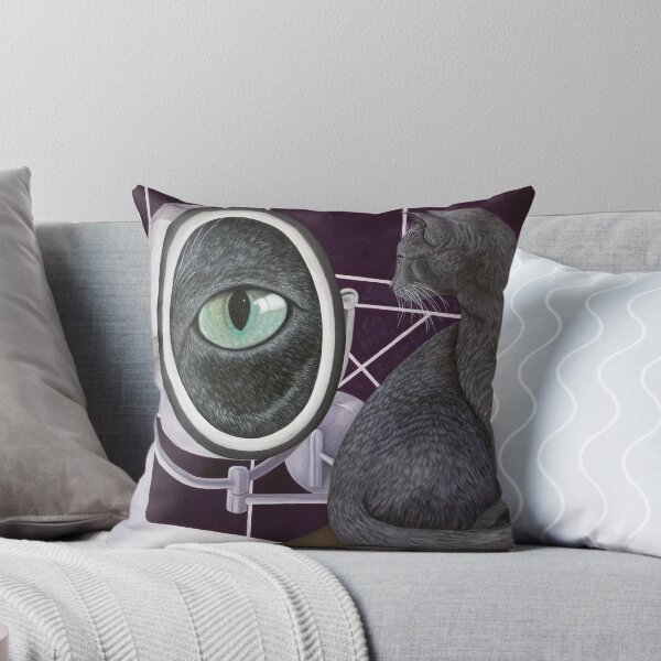 Item preview, Russian Blue Cat Looking in Magnifying Mirror designed and sold by KarenZuk.