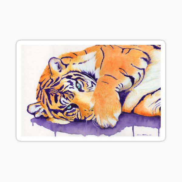 Item preview, Purple striped tigress watercolor designed and sold by hennawheaton.