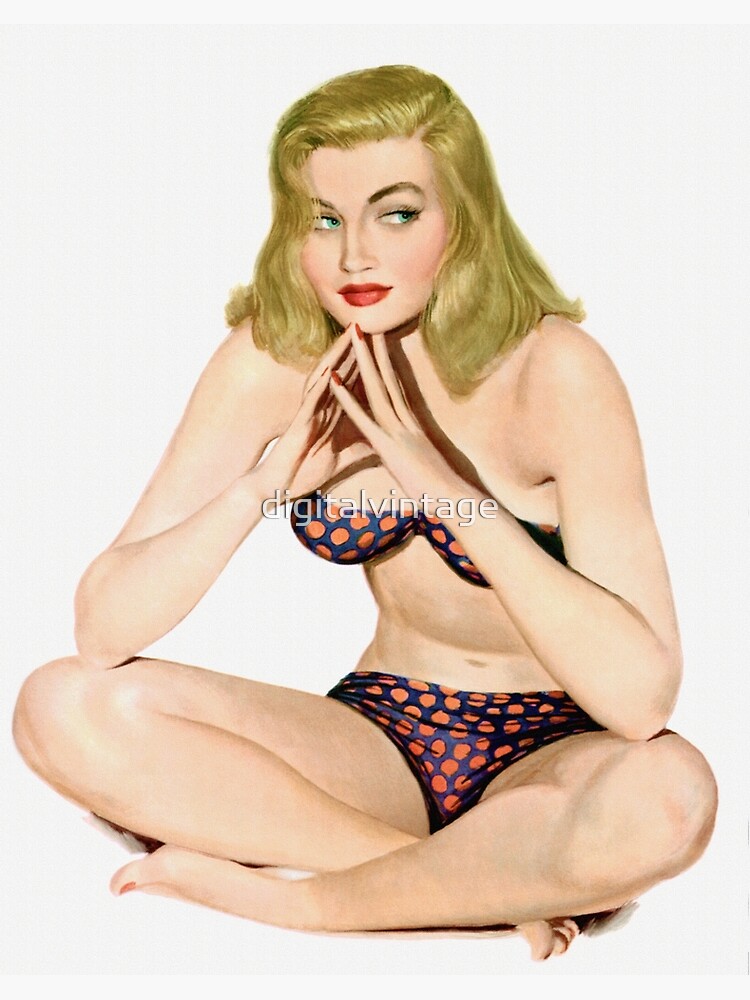 Vintage Sexy Blonde Pin Up in Swim Suit Bikini