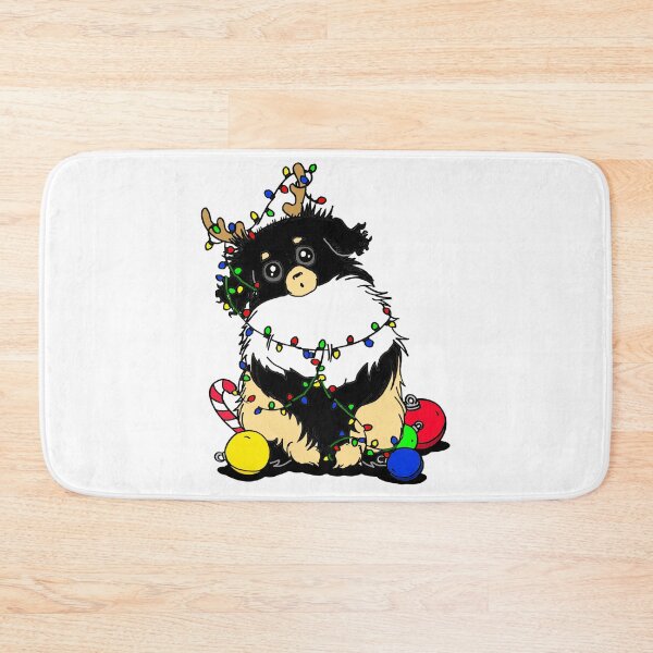Item preview, Cute Beautiful and Funny Black and Tan Tibetan Spaniel Christmas Lights Design designed and sold by Monica C. Webster.