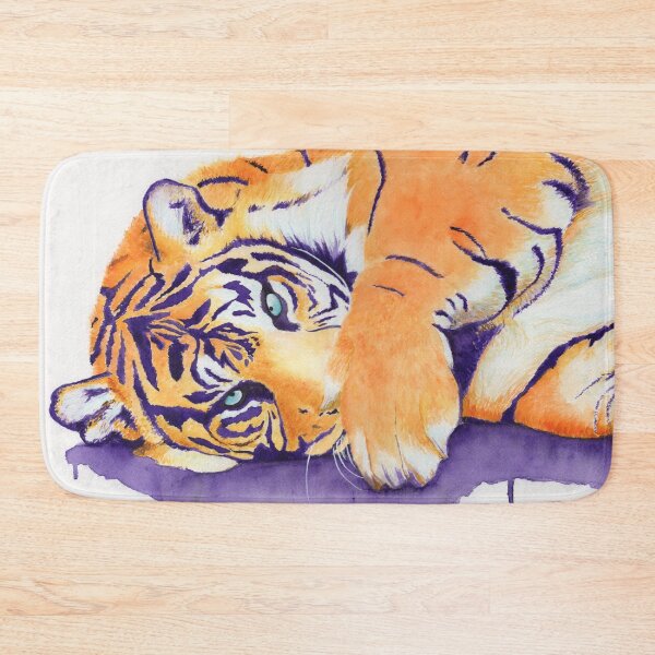 Artikelvorschau, Lila gestreiftes Tigerin-Aquarell entworfen und verkauft von hennawheaton.