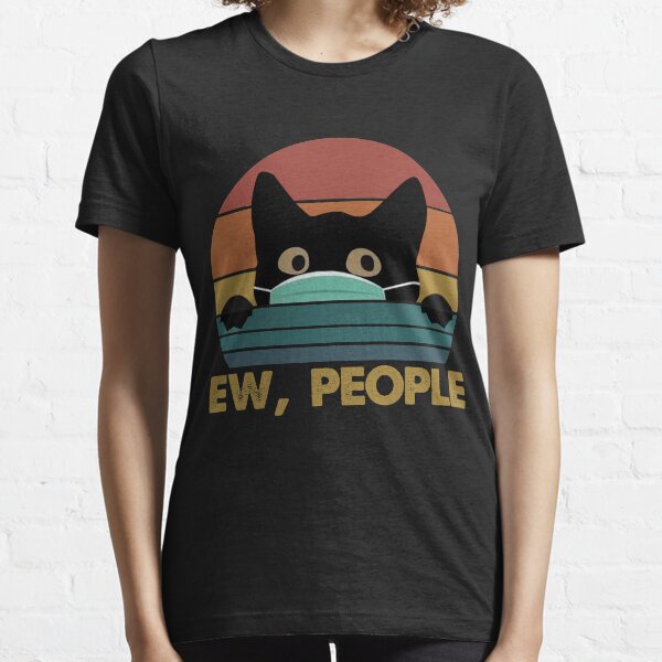 EW People Shirt Womens Tops Solid Color T-shirt Cat Print Long Sleeve Pullover Tops