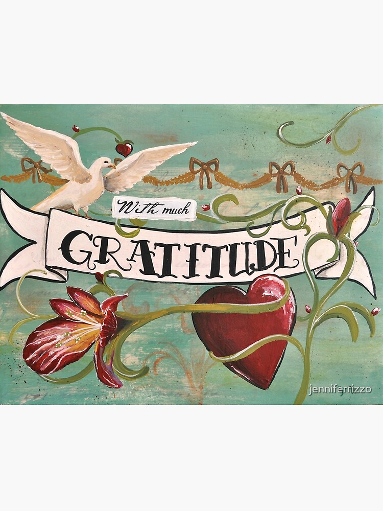Thumbnail 3 of 3, Photographic Print, With much gratitude- a vintage tattoo inspired art print designed and sold by jenniferrizzo.