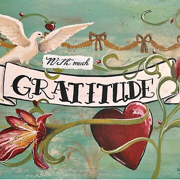 Artwork thumbnail, With much gratitude- a vintage tattoo inspired art print by jenniferrizzo