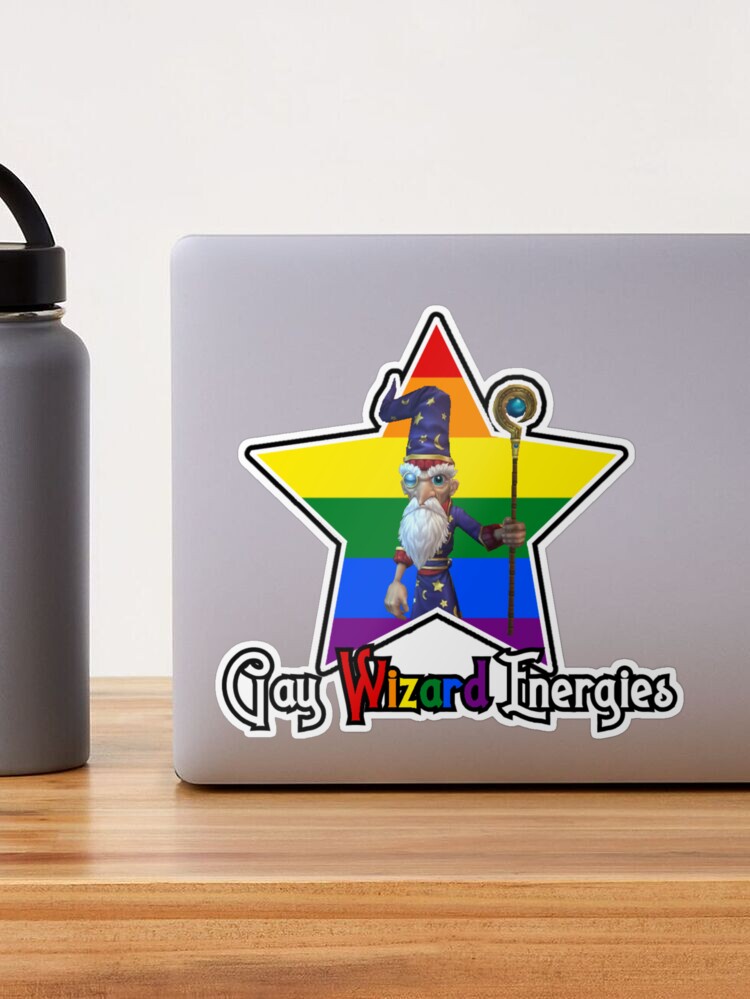 Wizard Holding Flag Changing Lgbt Flag Sticker - Wizard holding