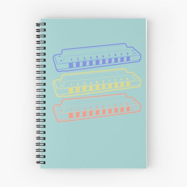 Item preview, Harmonica instrument art print (beach blues set: blue, yellow, orange coral) graphic art by TIRED STARLING designed and sold by TiredStarling.