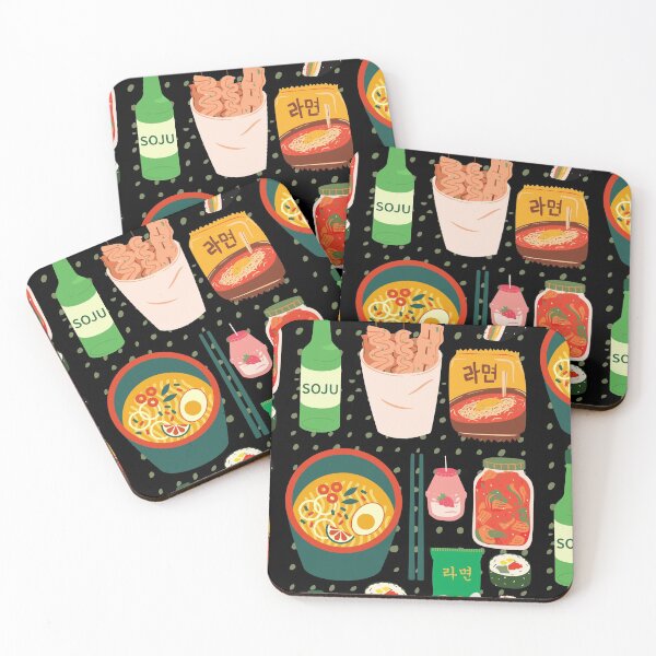 Item preview, Korean Food Tsirt Tee Shirts Goodness Soju Kimchi Kimbap Strawberry Milk Cute Funny Kawaii Graphic Cartoony Design for Apparel Accessories Home Decor Skins Totes Bags Wall Art Stickers designed and sold by Rocbebe.