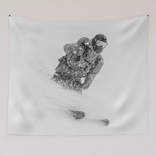Item preview, B&W Powder Skier // Snowy Colorado Backcountry Skiing designed and sold by catbyrdcolorado.