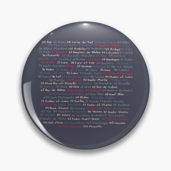 Item preview, Numbered list of all French departments designed and sold by GreenNote.