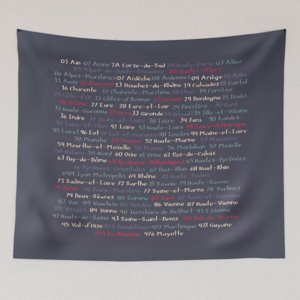 Item preview, Numbered list of all French departments designed and sold by GreenNote.