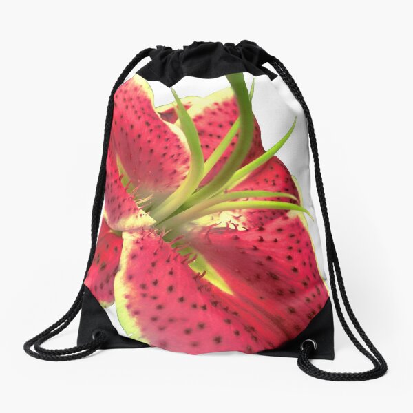 Hot Pink Lily Drawstring Bag
