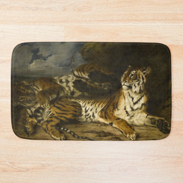 Item preview, A Young Tiger Playing with Its Mother by Eugène Delacroix Famous Art designed and sold by covenapparel.
