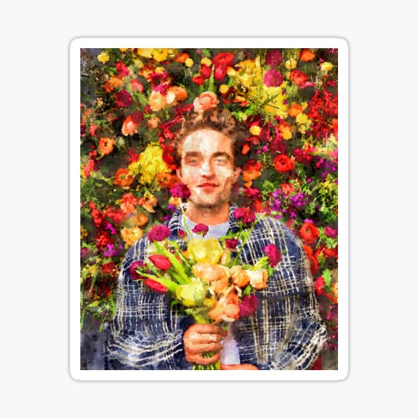 Item preview, Robert Pattinson Flowers watercolor designed and sold by ansleysasser.