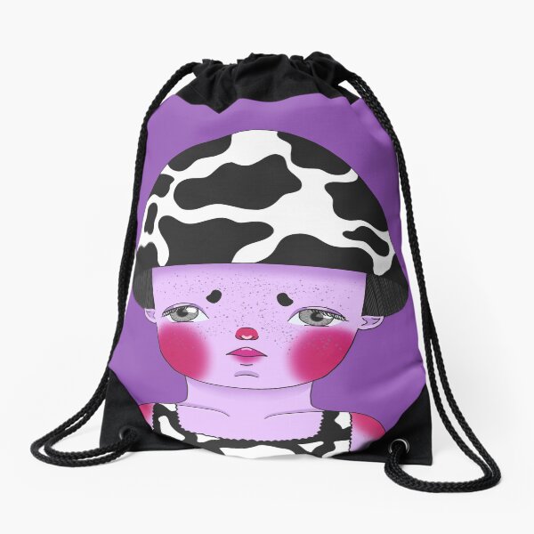 Fille de vache aux champignons Sac à cordon