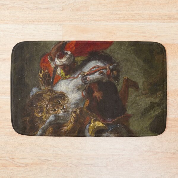 Item preview, Arab Horseman Attacked by a Lion by Eugène Delacroix Famous Painting designed and sold by covenapparel.