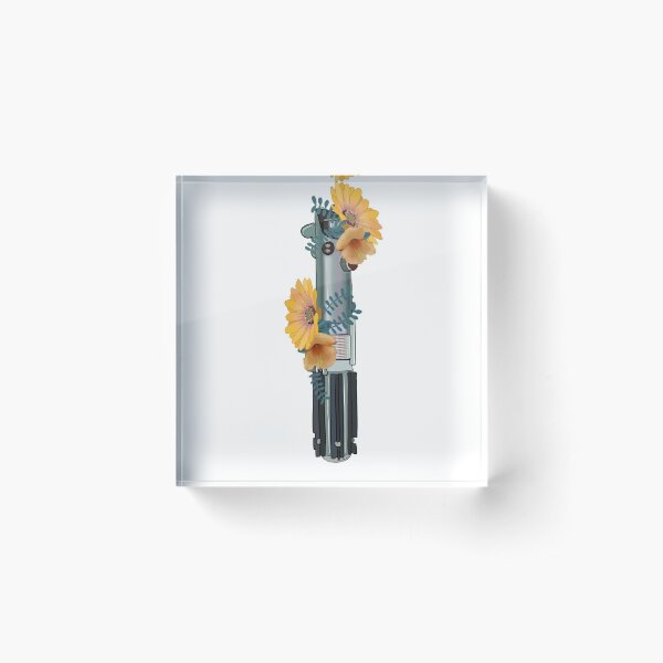 Lightsaber sprouting yellow flowers Acrylic Block