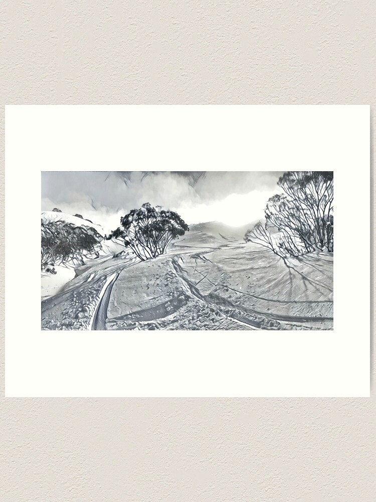 Thumbnail 2 of 3, Art Print, First Tracks, Mt Hotham designed and sold by ajdesignsau.