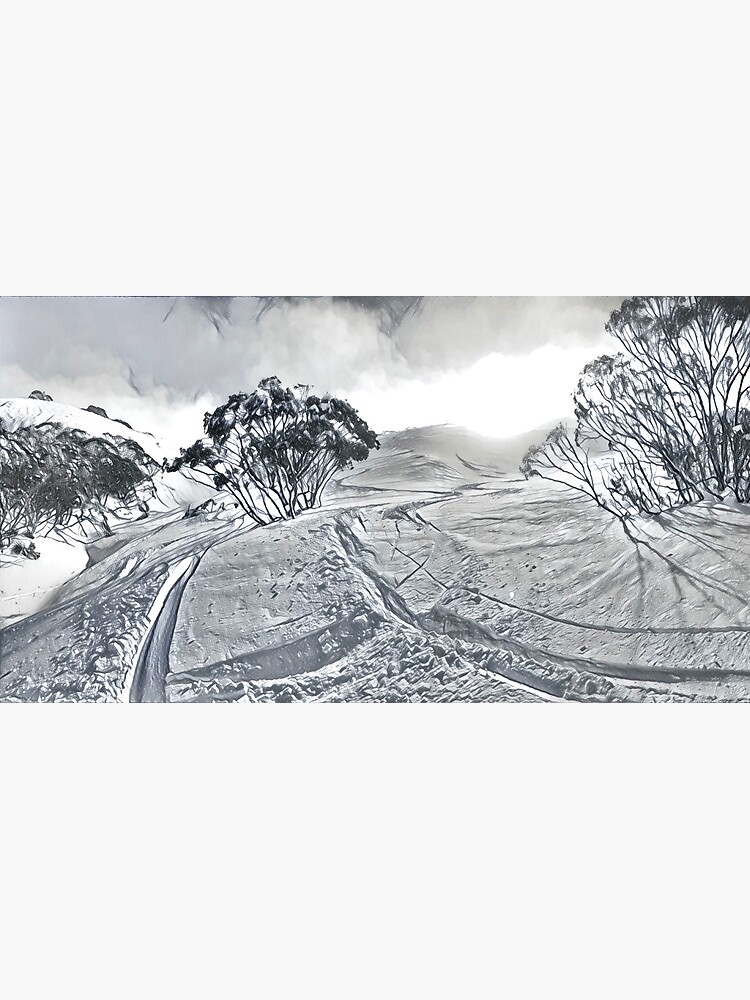 Thumbnail 3 of 3, Art Print, First Tracks, Mt Hotham designed and sold by ajdesignsau.