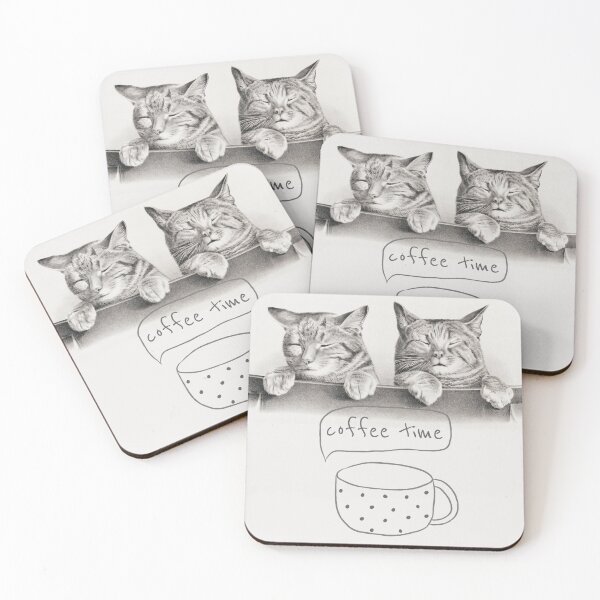 Item preview, Sleepy Vintage Cats Gatitos Coffee Time designed and sold by thefauxchanel.
