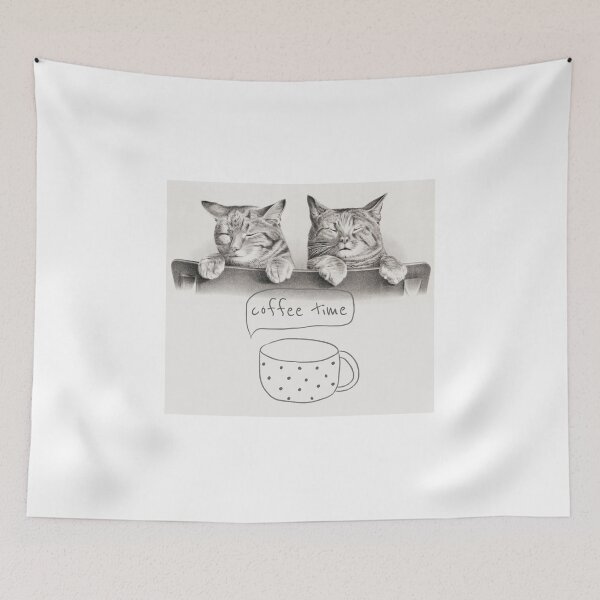 Item preview, Sleepy Vintage Cats Gatitos Coffee Time designed and sold by thefauxchanel.