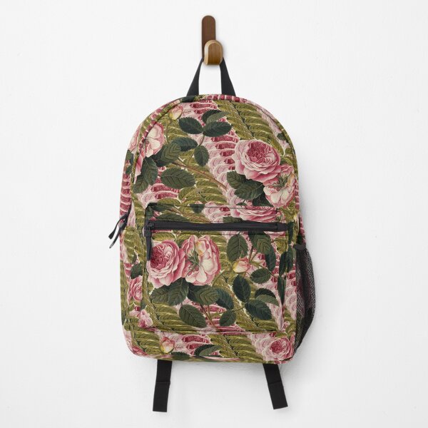 Item preview, PINK ROSES, GREEN LEAVES AND FLORAL STRIPES Botanical Garden designed and sold by BulganLumini.