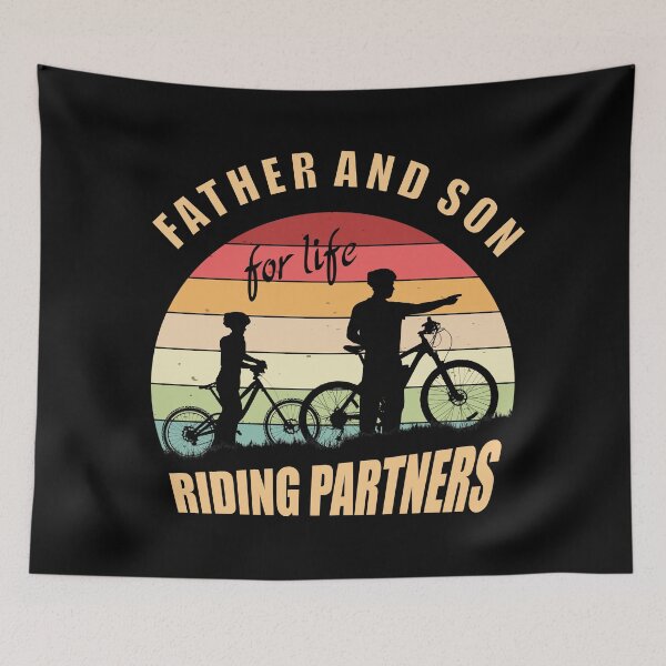 Item preview, Father and Son Riding Bicycles Vintage designed and sold by Rahdoo.