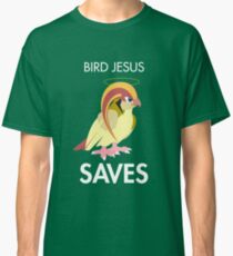 Twitch Plays Pokemon: Bird Jesus Saves - Green with White Text Classic T-Shirt