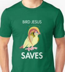 Twitch Plays Pokemon: Bird Jesus Saves - Green with White Text Unisex T-Shirt