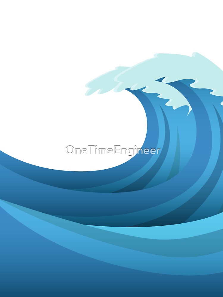 Camiseta Para Bebes Ola De Tsunami Del Oceano Azul Olas De Tormenta De Mar Dibujos Animados De Onetimeengineer Redbubble