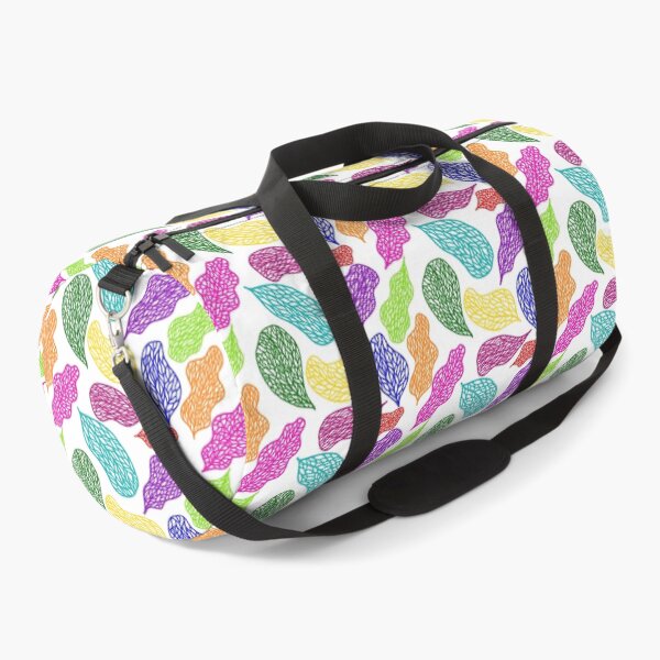 Leaves on White Duffle Bag